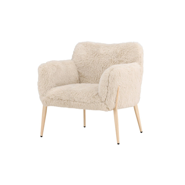 Zenzi nojatuoli - puunvärinen teräsrunko / beige tekoturkis - KalusteDuo_Huonekaluliike_Nojatuoli