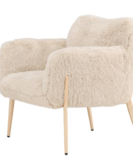 Zenzi nojatuoli - puunvärinen teräsrunko / beige tekoturkis - KalusteDuo_Huonekaluliike_Nojatuoli